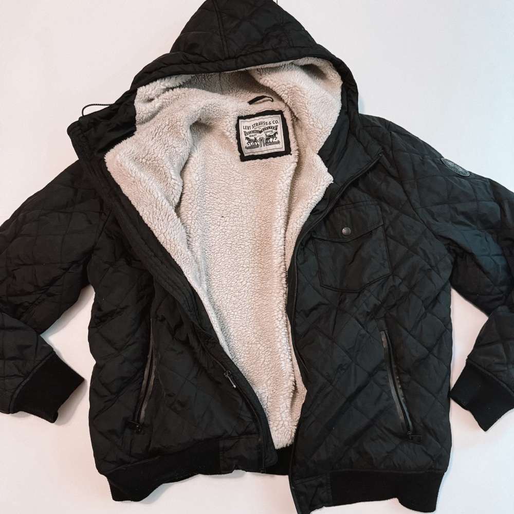 Levi's Black Quilted Jacket with Sherpa Lining